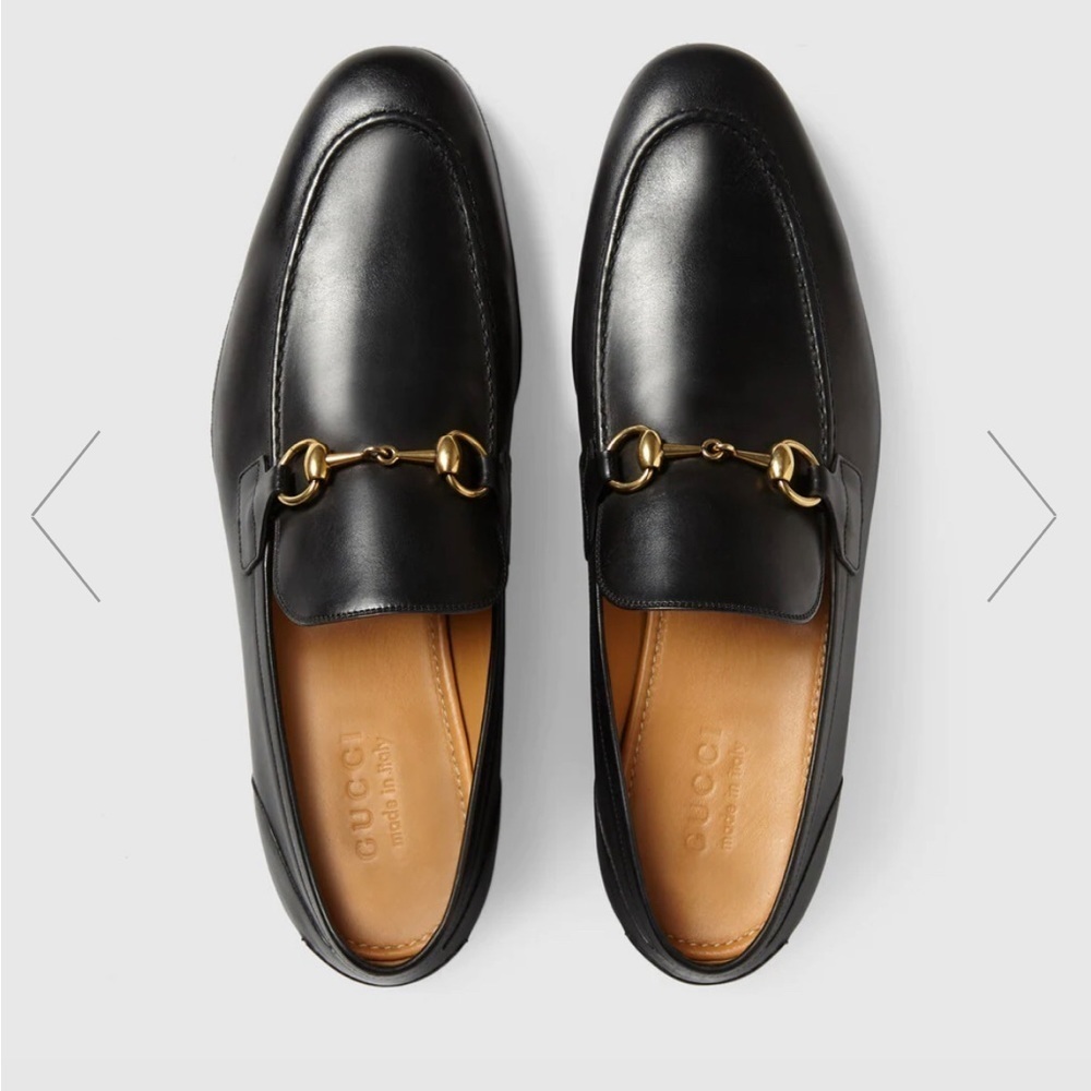 GUCCI genuine leather jordaan black loafers size 7.5 US